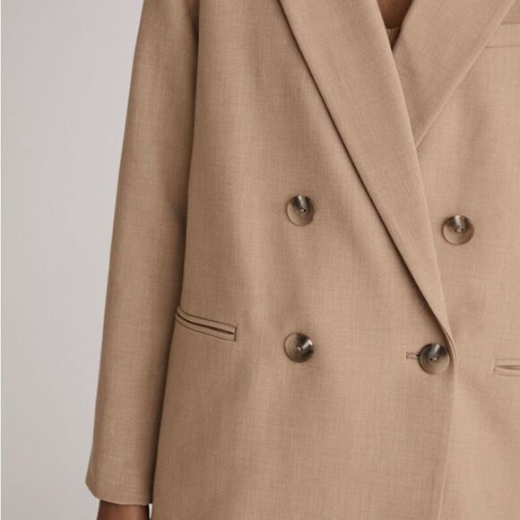 Maeve for Anthropologie Women's Double-Breasted Beige Blazer Size 6 Preppy Coat - Picture 2 of 10